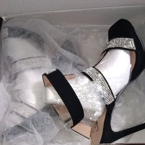 Windsor Black Heels with Sparkling Rhinestones